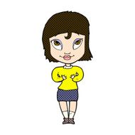 comic cartoon woman gesturing at self N8