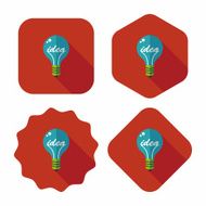 Light bulb flat icon with long shadow eps10 N10