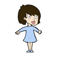comic cartoon woman wearing dress N3