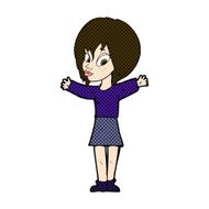 comic cartoon woman with open arms N28