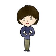 comic cartoon woman making Who Me? gesture N12