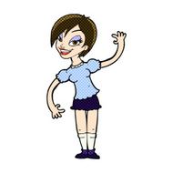 comic cartoon girl waving N7