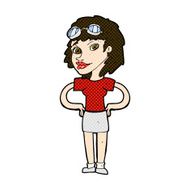 comic cartoon retro pilot woman N3