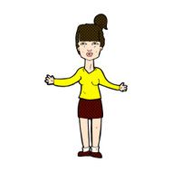 comic cartoon woman shrugging shoulders N118