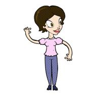 comic cartoon woman waving N84