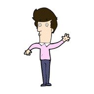 comic cartoon nervous man waving N5