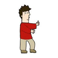 comic cartoon nervous man waving N6