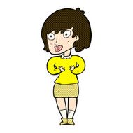 comic cartoon woman making Who Me? gesture N13