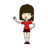 comic cartoon woman waving N87