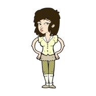 comic cartoon pretty woman with hands on hips N6