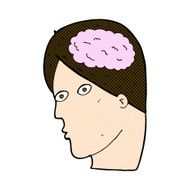 comic cartoon head with brain symbol N10
