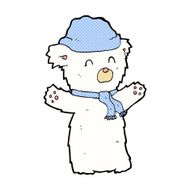 comic cartoon cute polar bear in hat and scarf