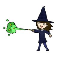 comic cartoon witch girl casting spell N4