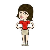 comic cartoon happy woman with hands on hips N5