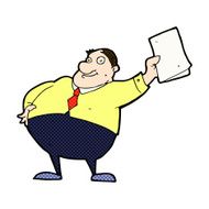 comic cartoon boss waving papers N3