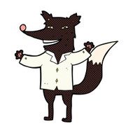 comic cartoon happy wolf wearing shirt N2