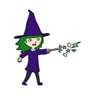 comic cartoon witch girl casting spell N5