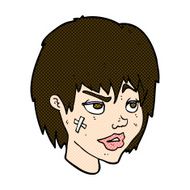 comic cartoon woman with plaster on face N5