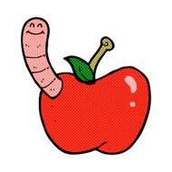 comic cartoon apple with worm N12