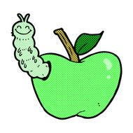 comic cartoon apple with bug N7