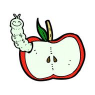 comic cartoon apple with bug N9