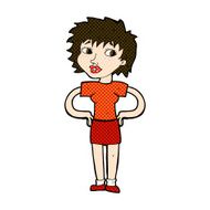 comic cartoon woman with hands on hips N56