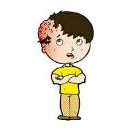 comic cartoon boy with growth on head N10