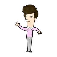 comic cartoon bored man waving N3