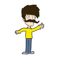 comic cartoon waving mustache man N3