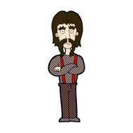 comic cartoon long mustache man with folded arms N3