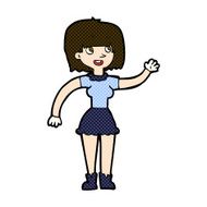 comic cartoon girl waving N8