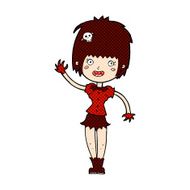 comic cartoon waving vampire girl N6