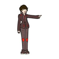 comic cartoon woman in leather jacket pointing N3