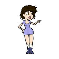 comic cartoon worried woman in dress pointing N3