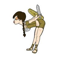 comic cartoon viking girl bowing N3