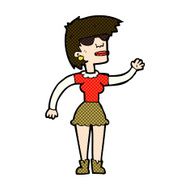 comic cartoon woman in spectacles waving N3