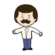 comic cartoon mustache man with open arms N3