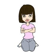 comic cartoon woman kneeling N3