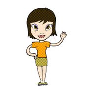 comic cartoon woman waving N88