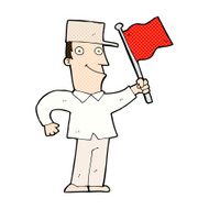 comic cartoon man waving flag N3