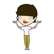 comic cartoon woman holding arms in air N3