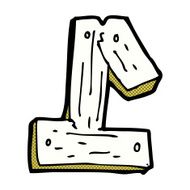 comic cartoon wooden number one N2