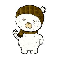 comic cartoon cute polar bear in winter hat and scarf