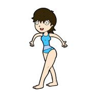 comic cartoon happy woman in swimming costume N3