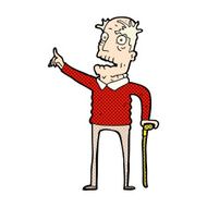 comic cartoon old man with walking stick N3