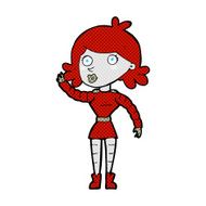 comic cartoon robot woman waving N5