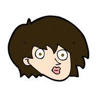 comic cartoon surprised female face N17