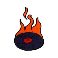 comic cartoon burning vinyl record