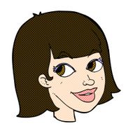 comic cartoon happy female face N50