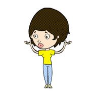 comic cartoon woman raising hands in air N5